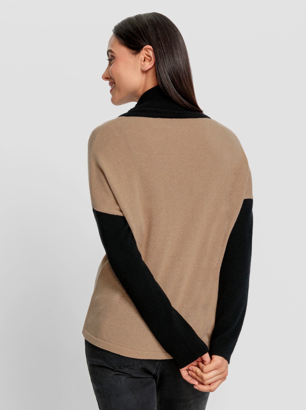 heine Pullover - camel-schwarz-gemustert