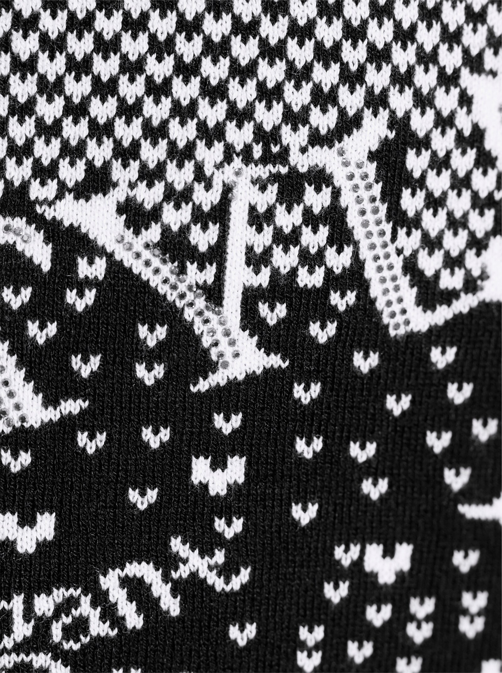 Langarm-Pullover mit abnehmbaren Schal - schwarz-ecru-gemustert