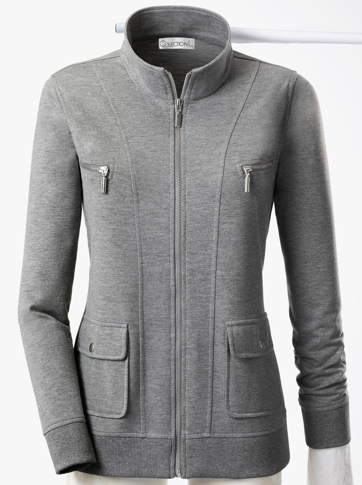 Shirtjacke - grau-meliert