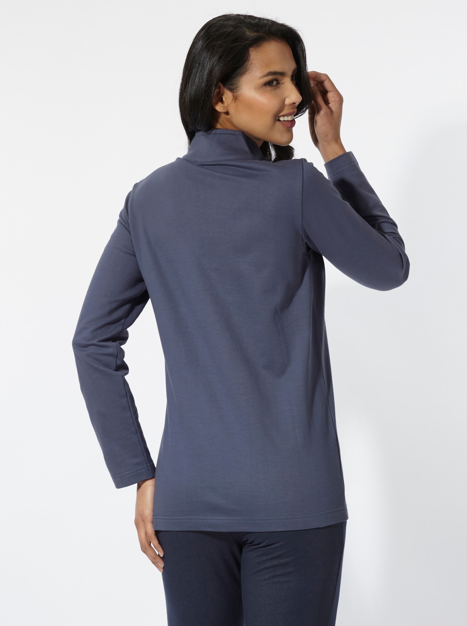 Sweatshirt mit kurzem Reißverschluss - rauchblau