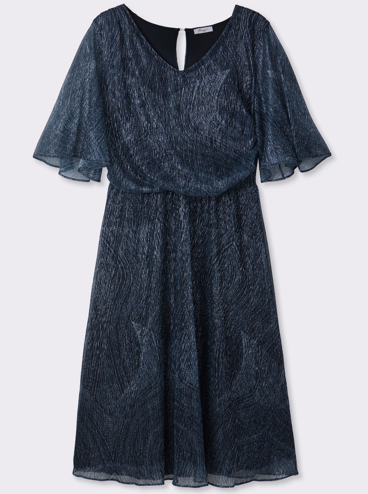 sheego Chiffonkleid mit Volant-Details - tiefblau-bleu-gemustert