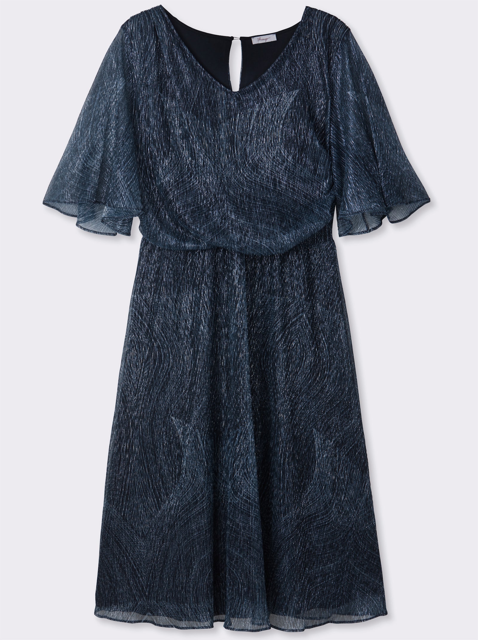 sheego Chiffonkleid mit Volant-Details - tiefblau-bleu-gemustert