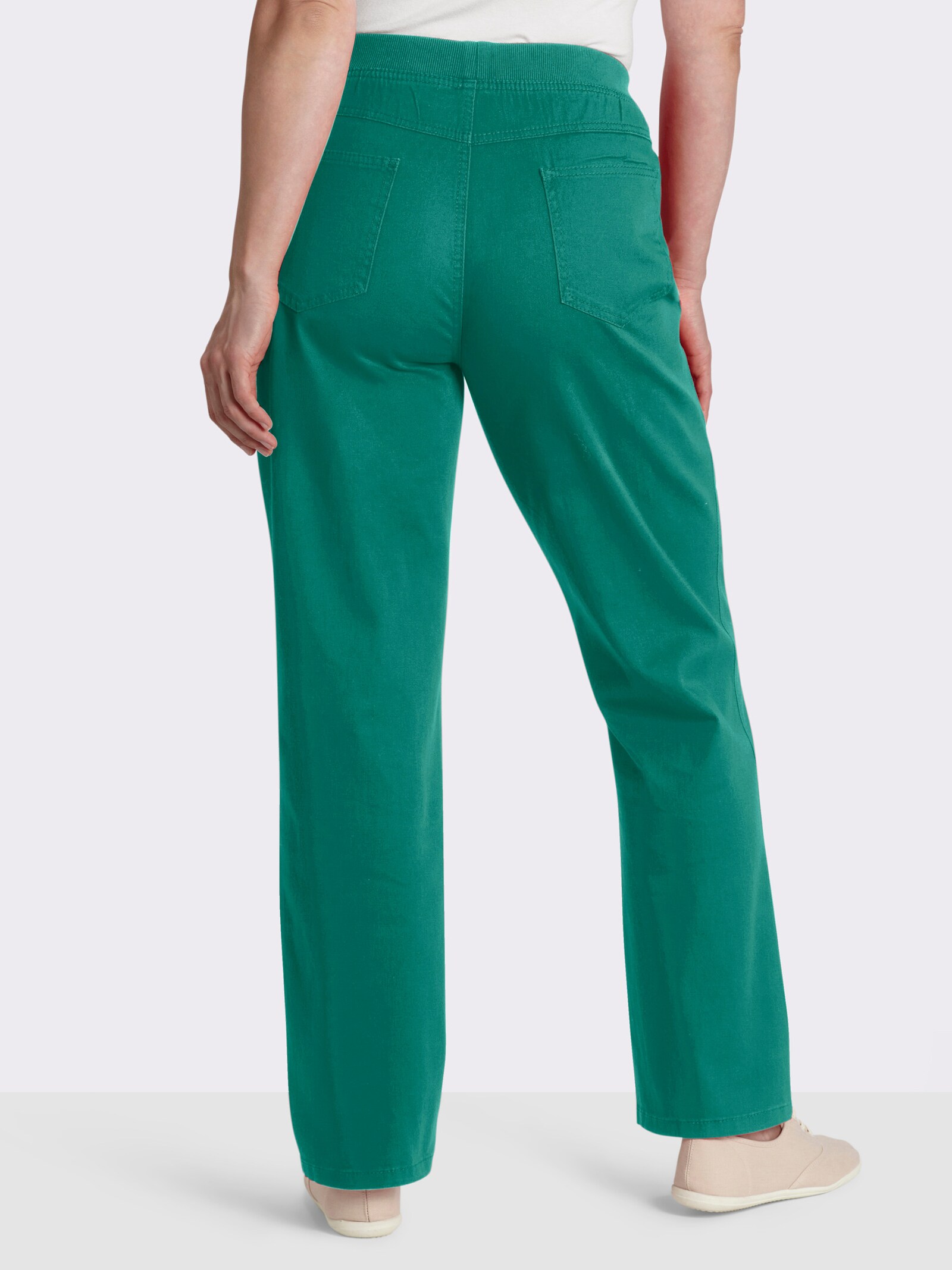 Stretch-Jeans mit Rundum-Dehnbund - smaragd