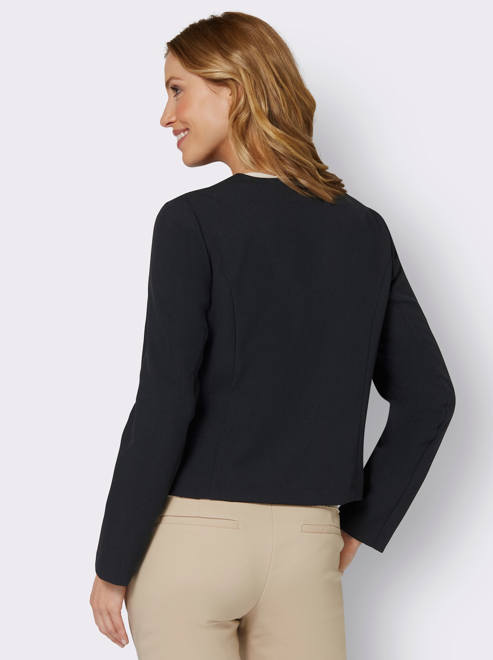 Blazer mit Satin-Blende - schwarz