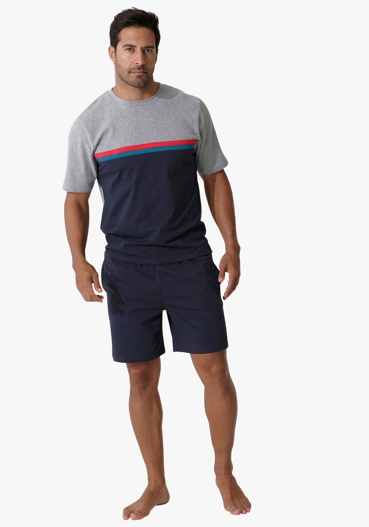 Pyjama - grau-meliert-navy
