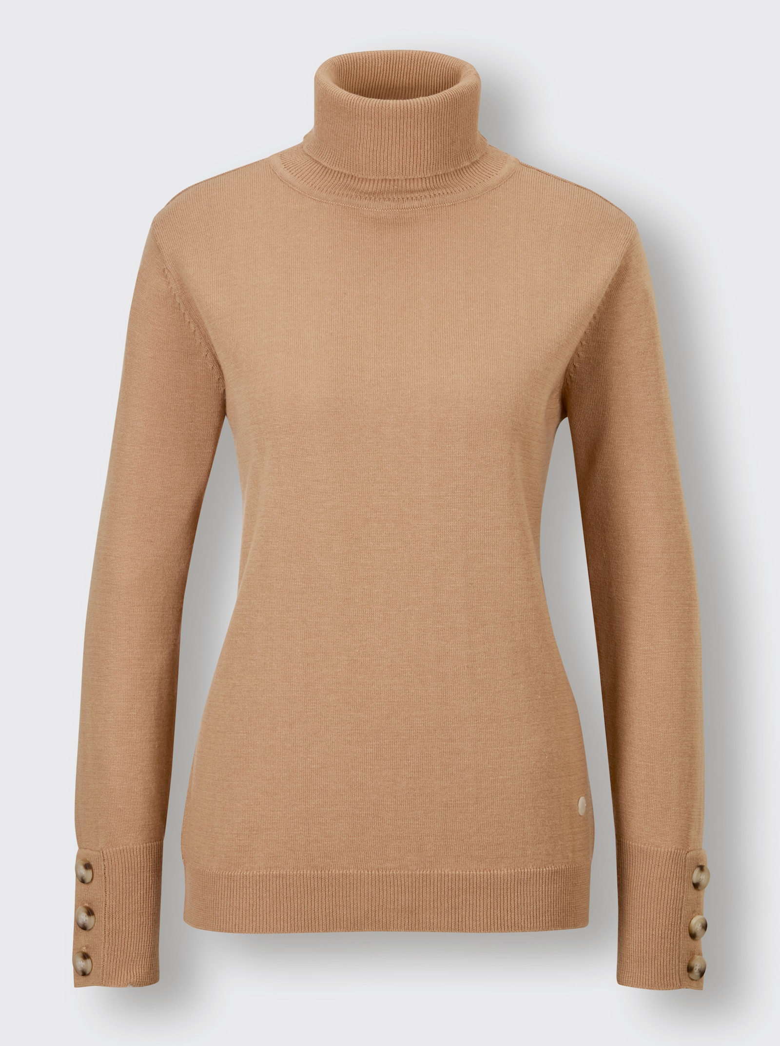 CREATION L PREMIUM Rollkragenpullover mit hohen Rippbünchen - camel