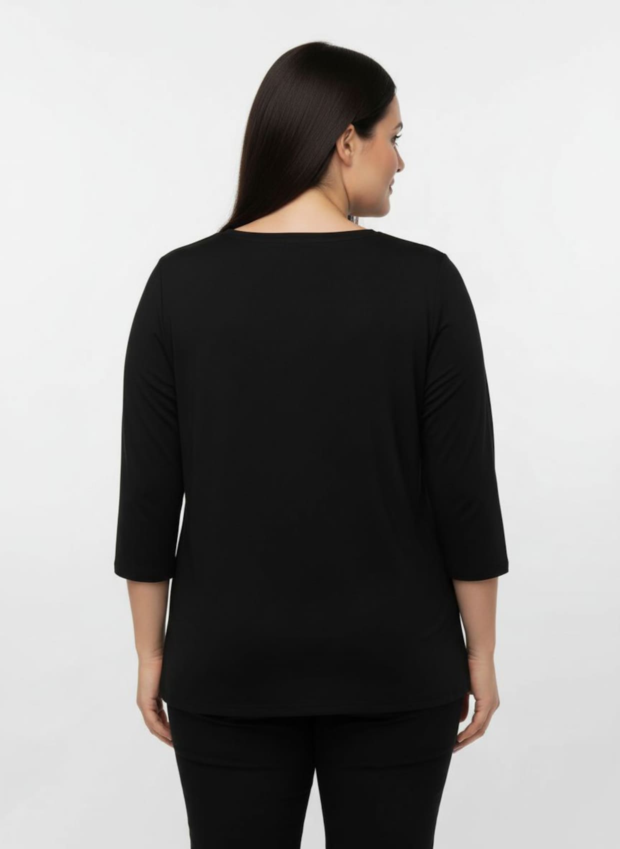 3/4-Arm-Shirt mit platziertem Druck - schwarz-ecru-bedruckt