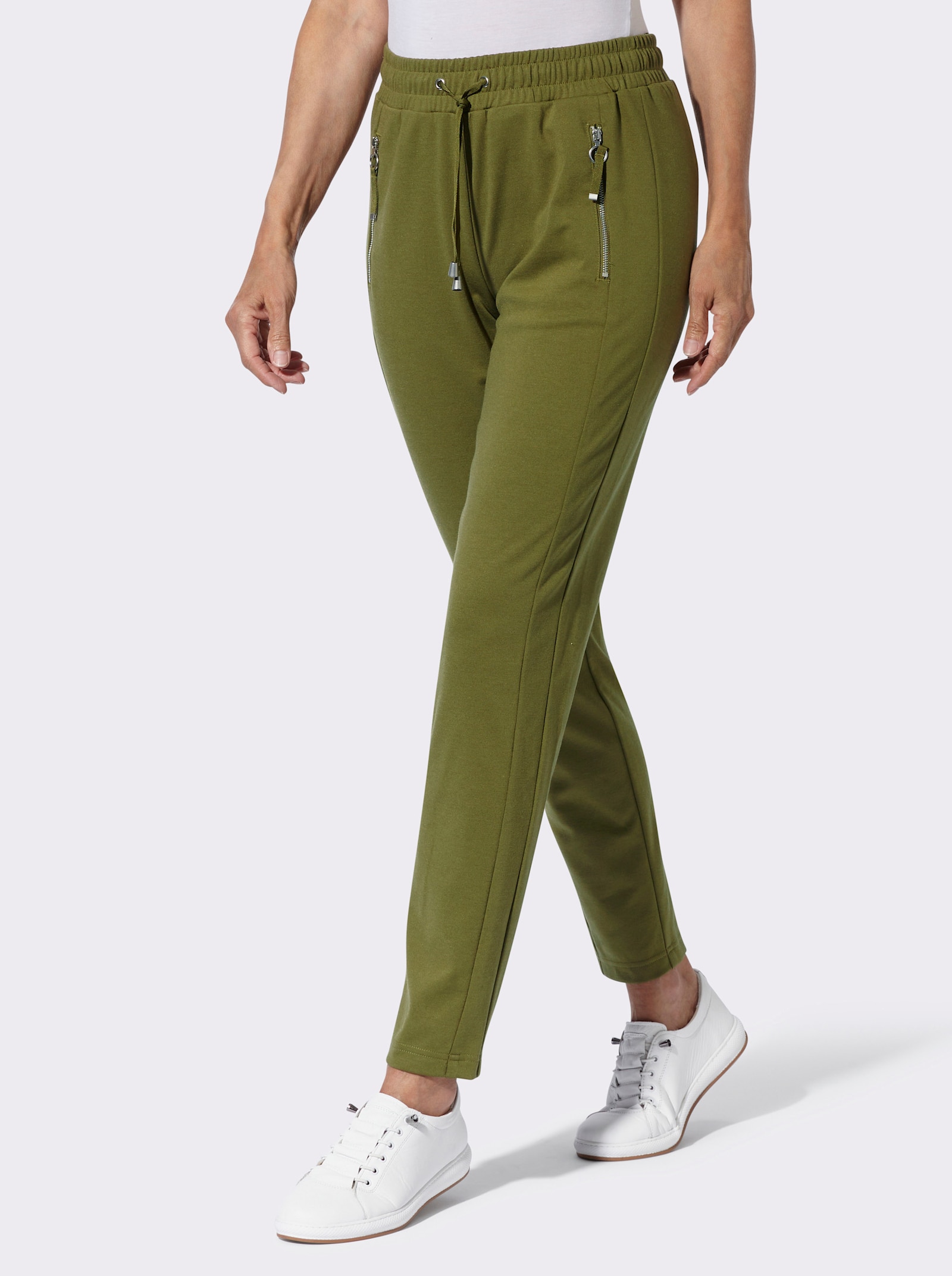  Jogg Pants mit Reißverschluss-Taschen - oliv