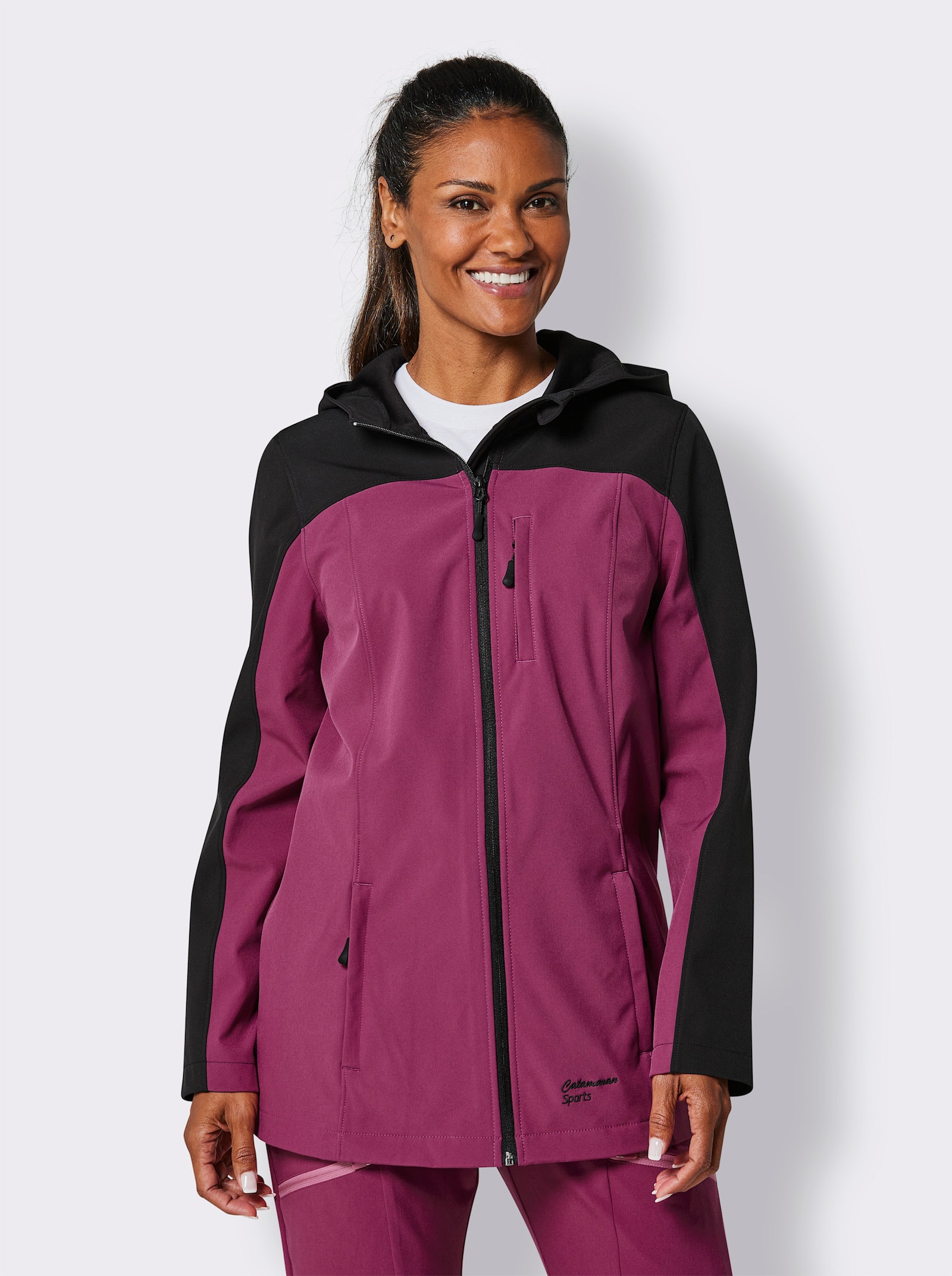 Catamaran Sports Softshelljacke mit Brusttasche - schwarz-malve