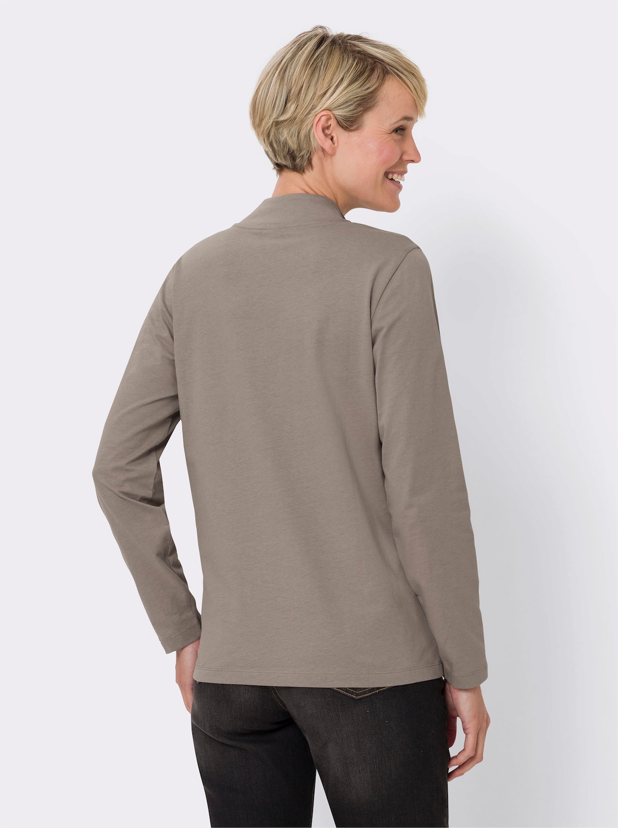 Shirt met opstaande kraag - taupe