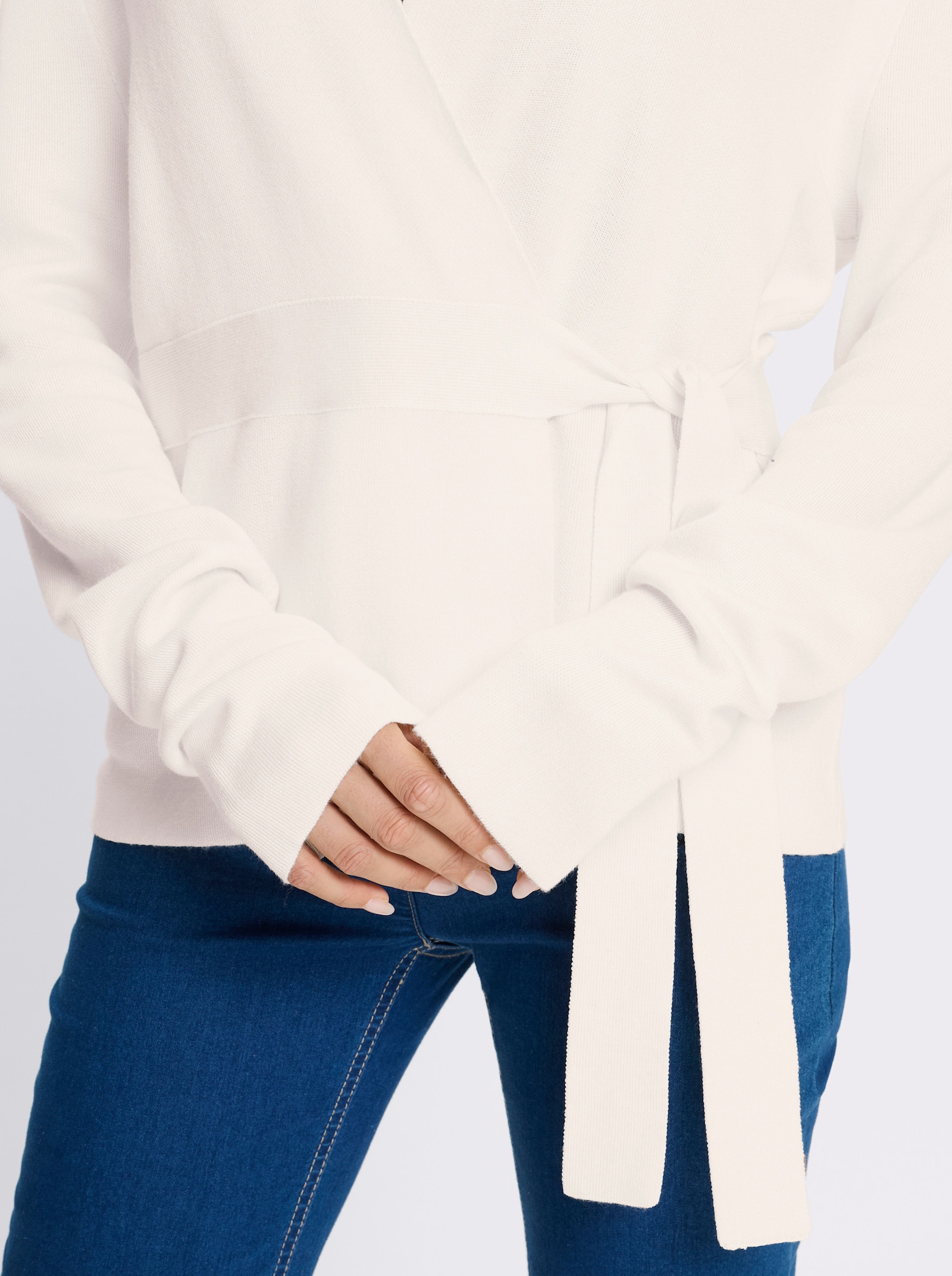 heine Veste en tricot cache-cœur à manches longues - écru