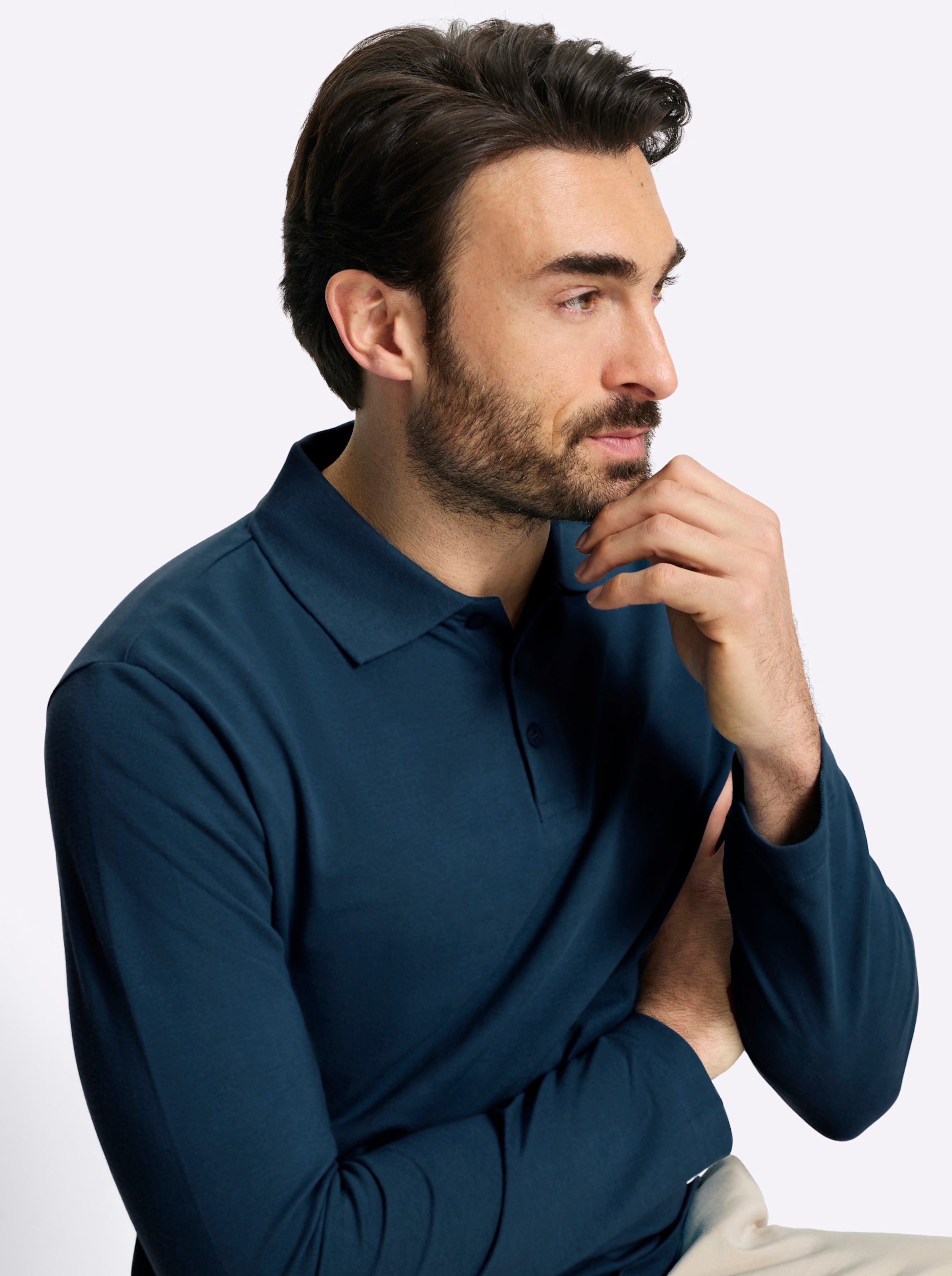 Thumbnail - Langarm-Poloshirt