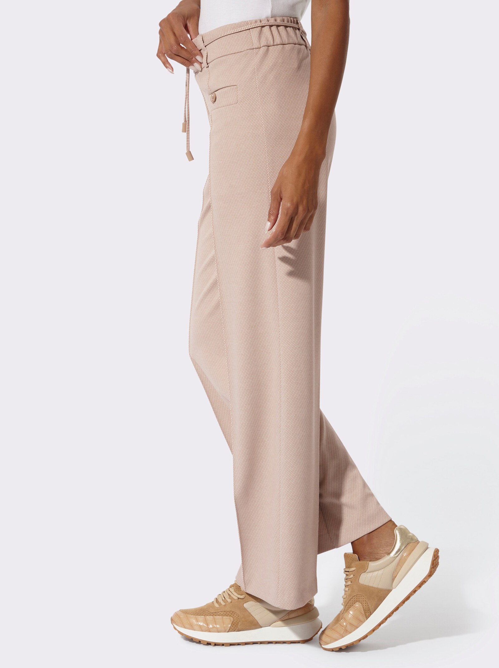 Jerseyhose inklusive Stoffgürtel - champagner-beige-meliert