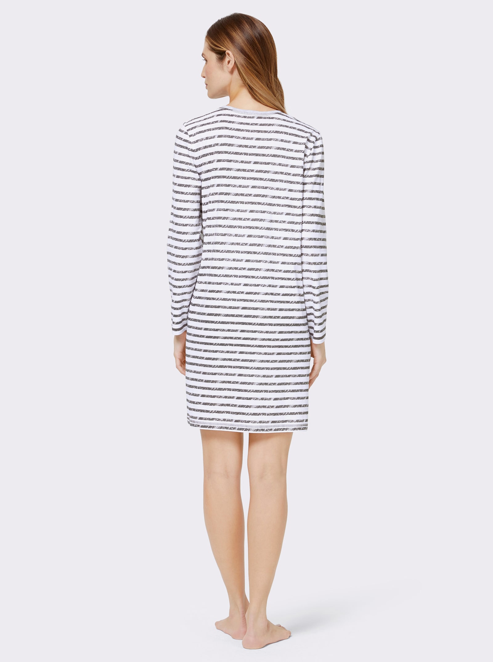 wäschepur Långärmade nattlinnen - grå + grå, randig