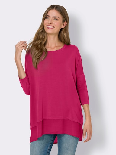 heine Oversize-Shirt mit Chiffon-Saum - pink