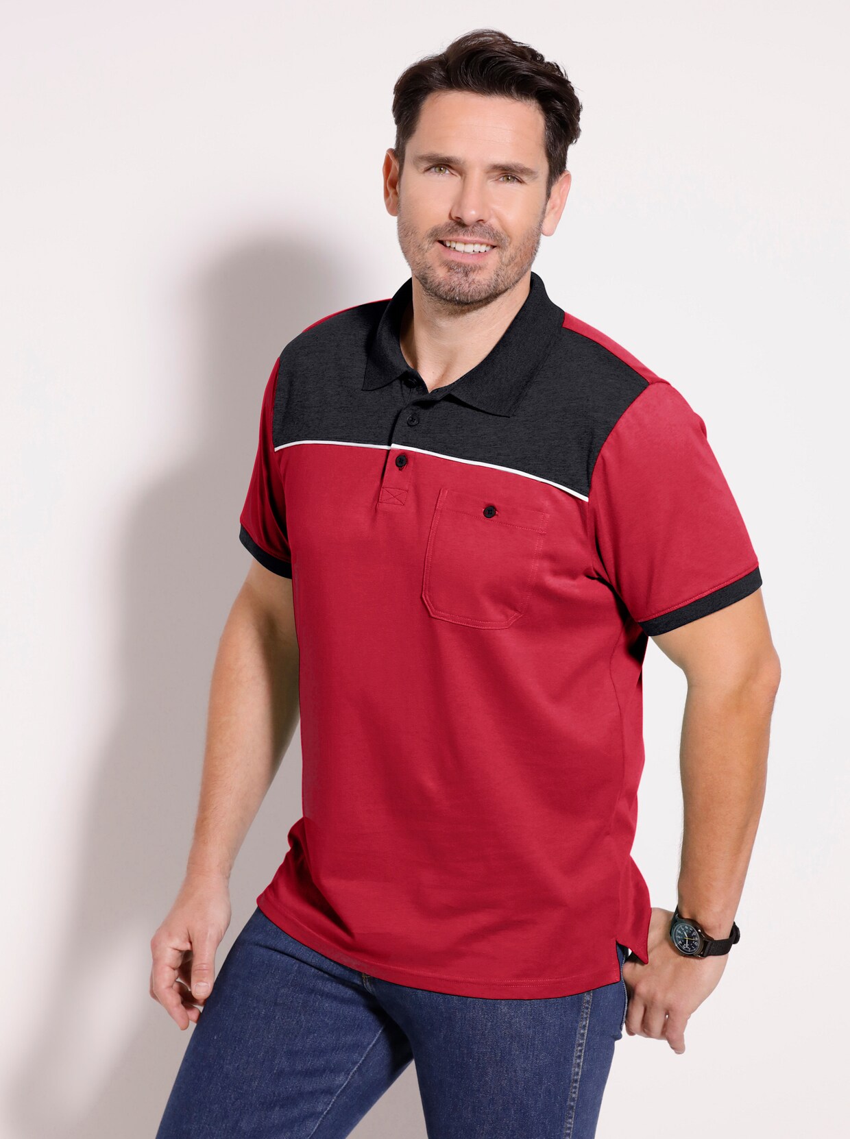 Poloshirt - marine/rood
