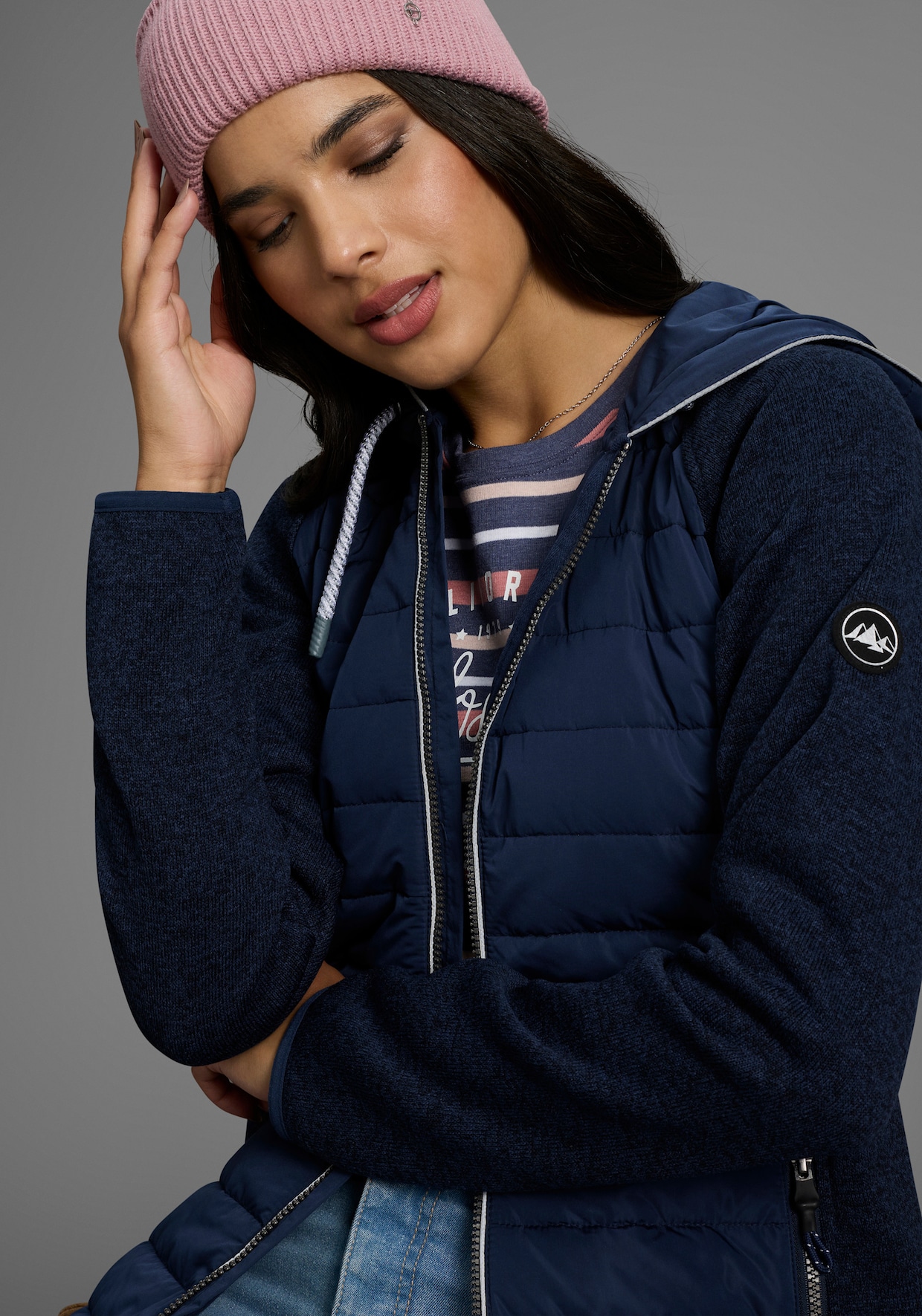 Strickfleecejacke - navy mélange