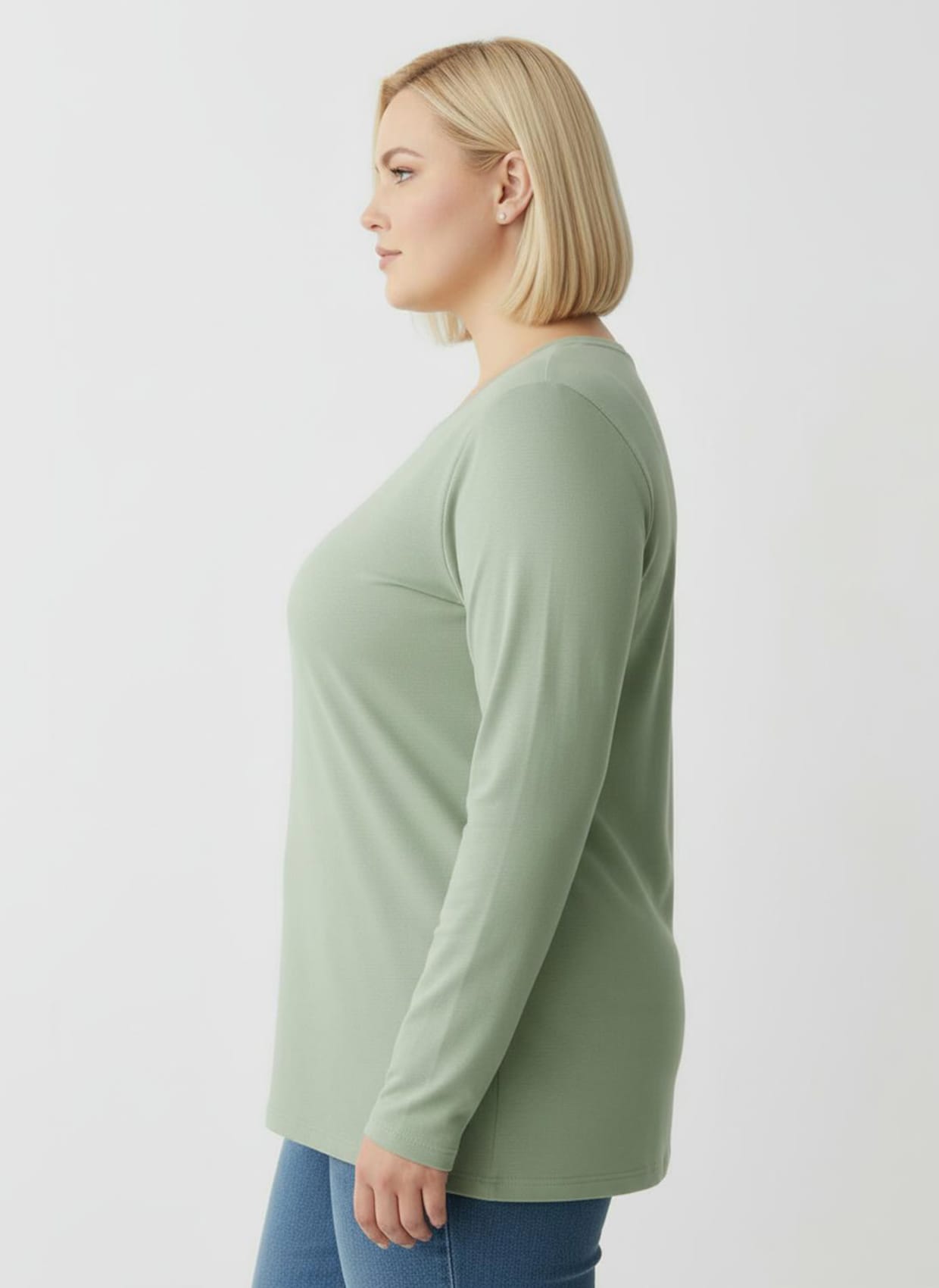 Rundhalsshirt mit zertifizierter Baumwolle - eucalyptus