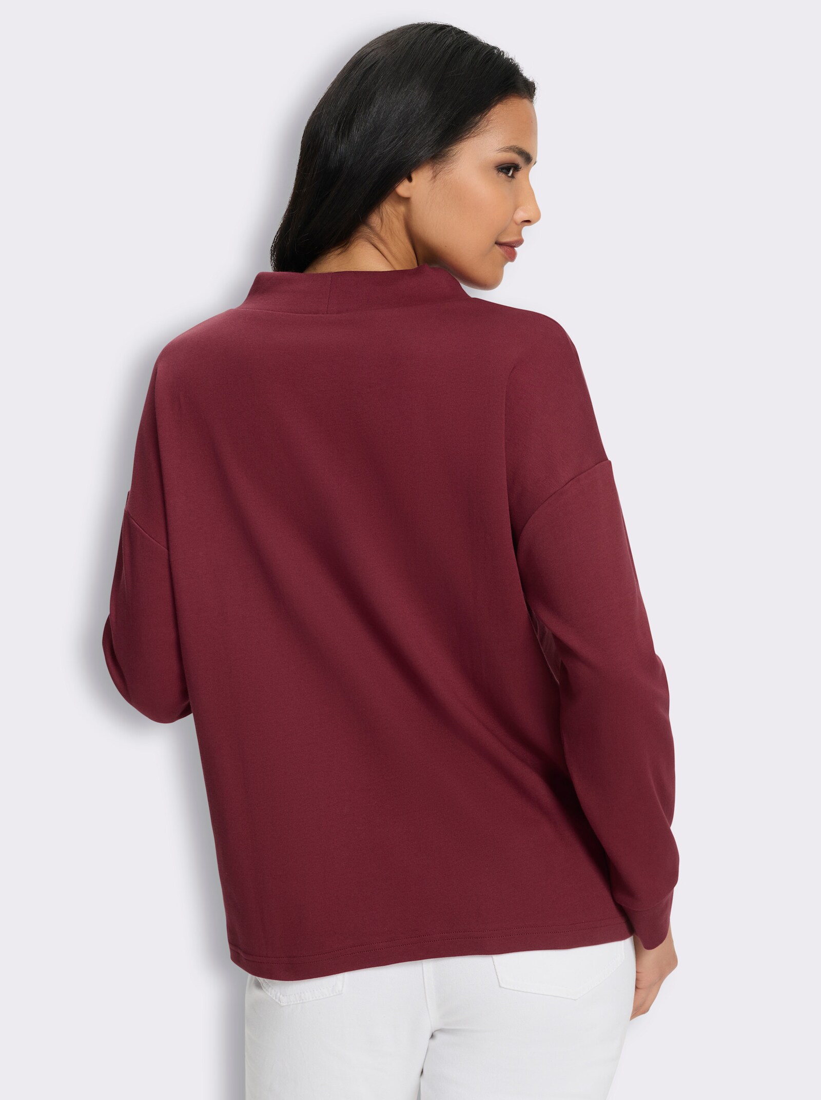  Stehkragenshirt in Interlock-Qualität - bordeaux-schwarz