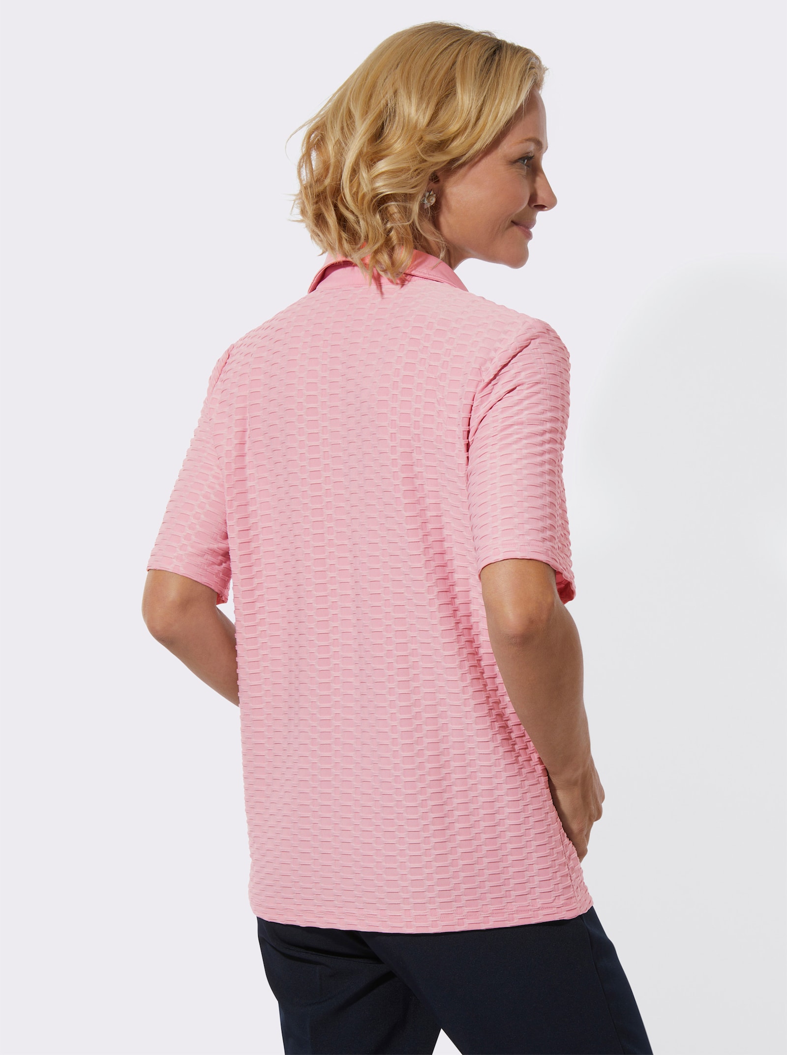 Poloshirt in Struktur-Qualität - rosé