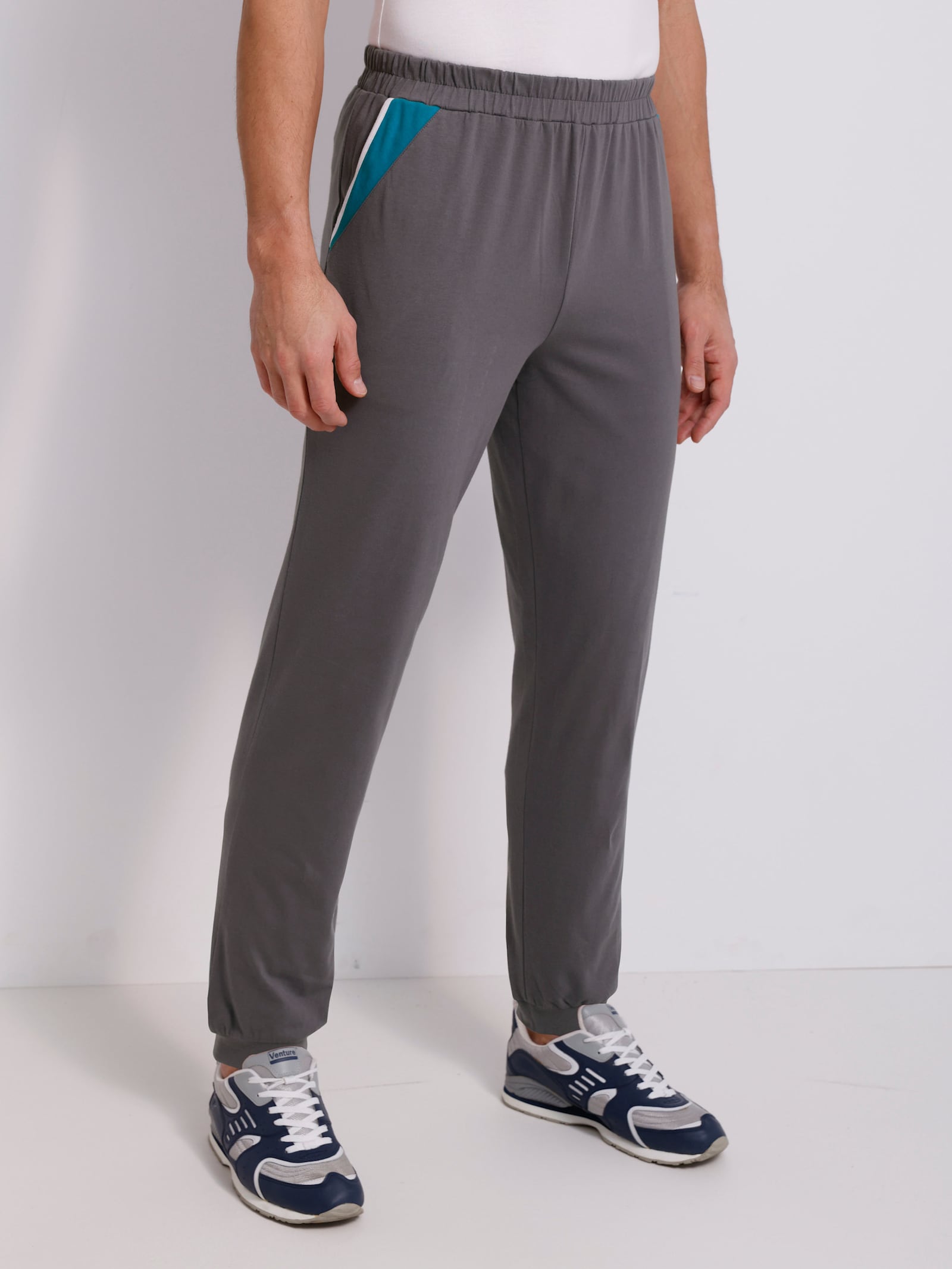 Freizeithose mit Kontrasteinsätzen - anthrazit