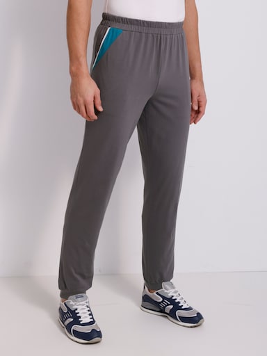 Freizeithose mit Kontrasteinsätzen - anthrazit