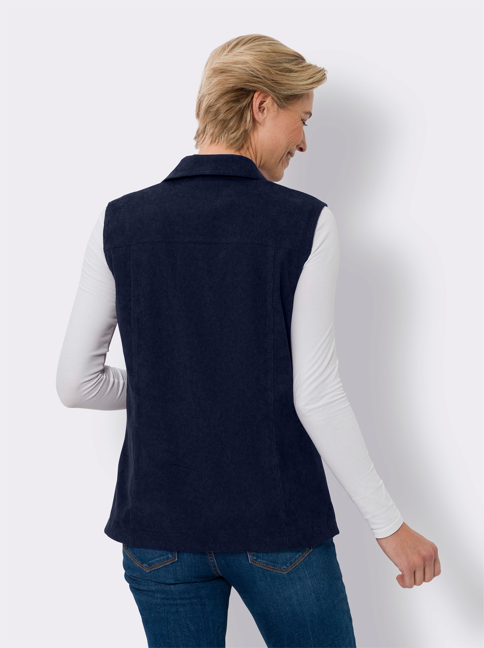 Cordweste mit Schulterpasse, pflegeleicht - marine