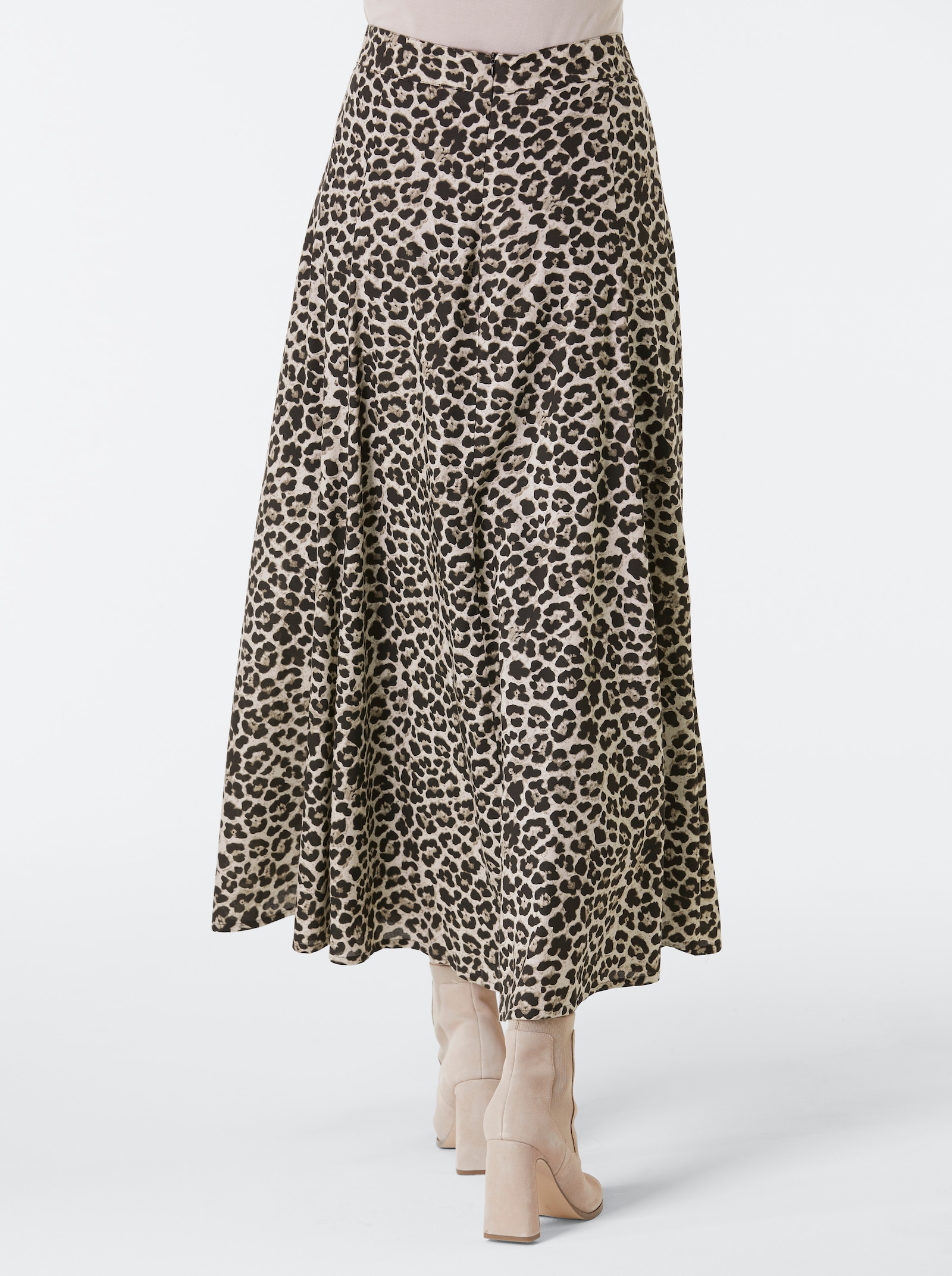 CREATION L PREMIUM Bahnenrock aus Modal mit Viskose-Futter - elfenbein-schwarz-bedruckt