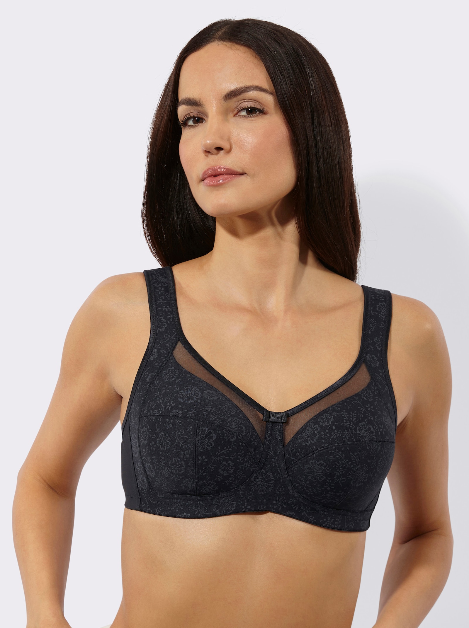 Anita Entlastungs-BH ohne Bügel mit Tüllblende am Ausschnitt - schwarz