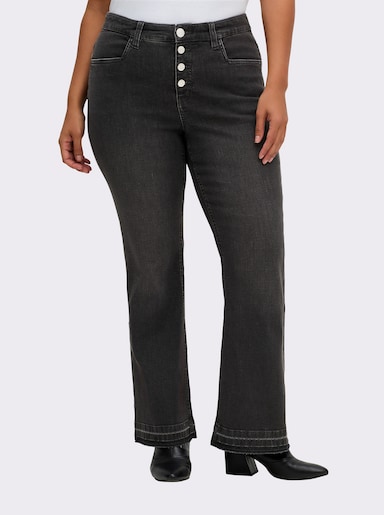 sheego Jeans mit Formbund und Knopfleiste - graphit denim