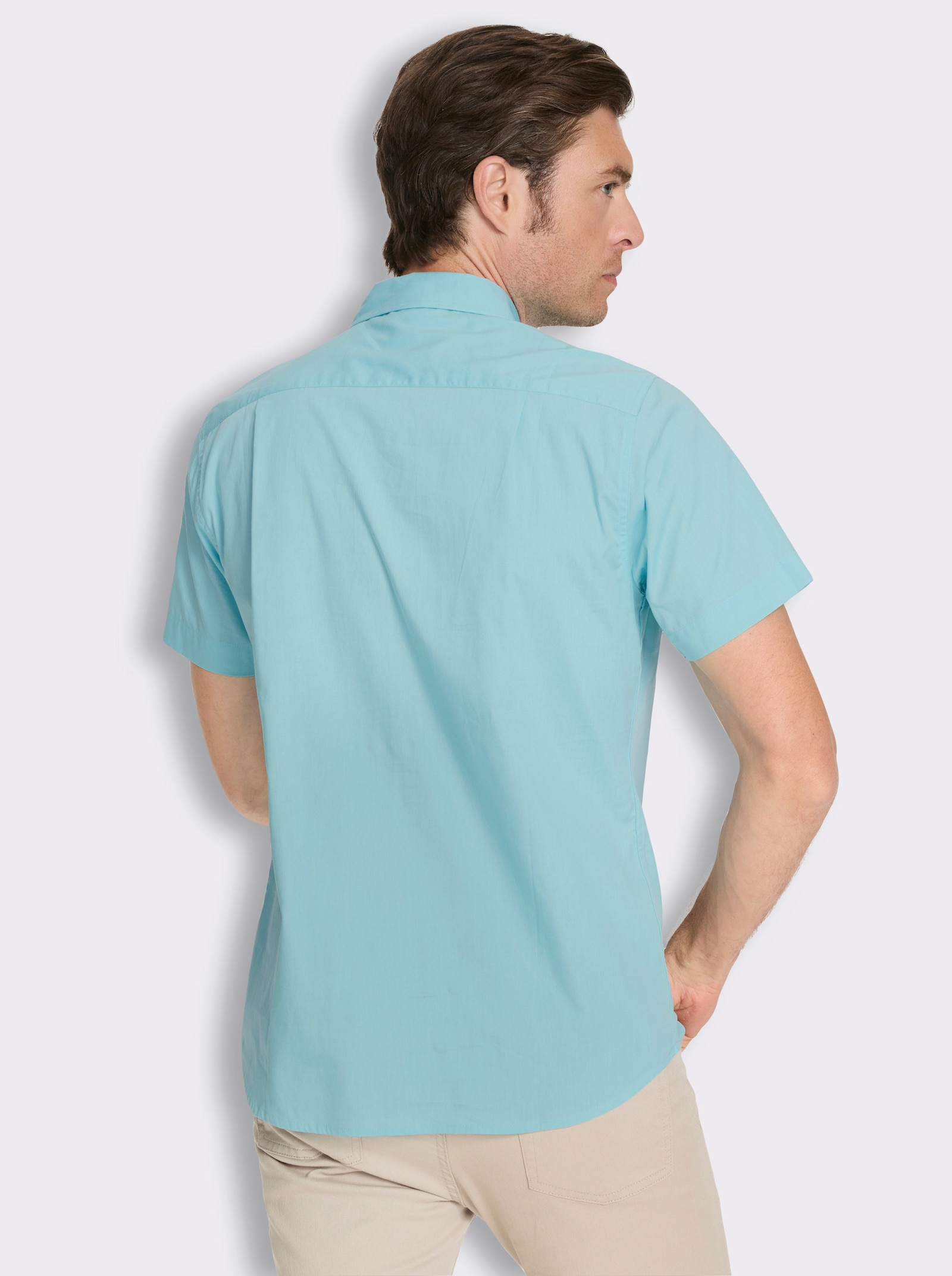 Kurzarmhemd mit 2 Brusttaschen - aquamarin