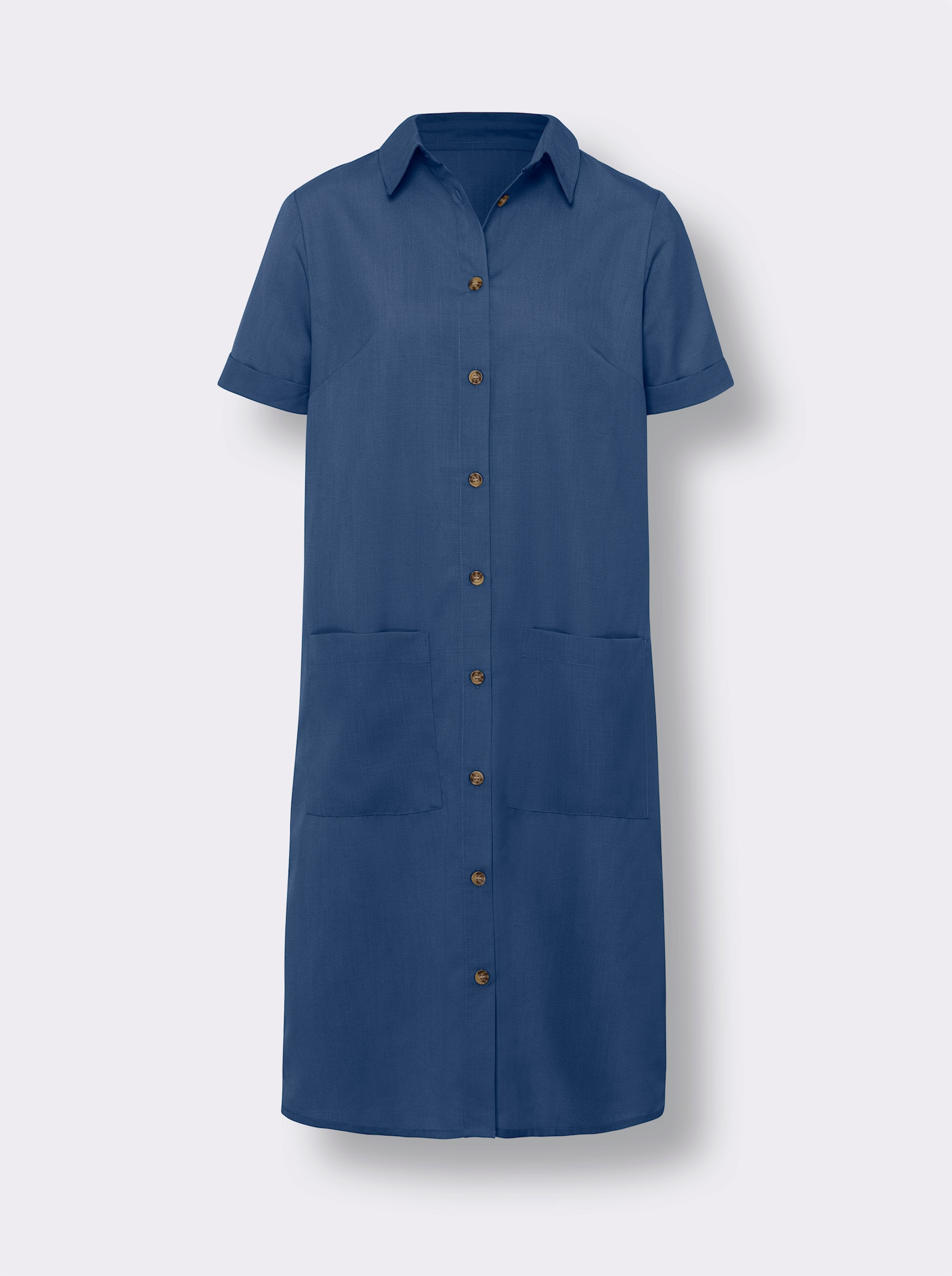 Hemdblusenkleid mit Knöpfen in Horn-Optik - jeansblau