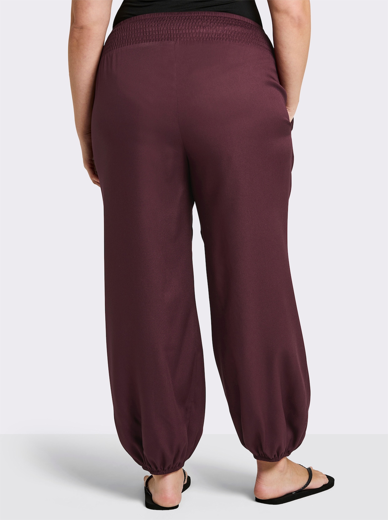 sheego Schlupfhose mit Smokbund, weite Form - burgund