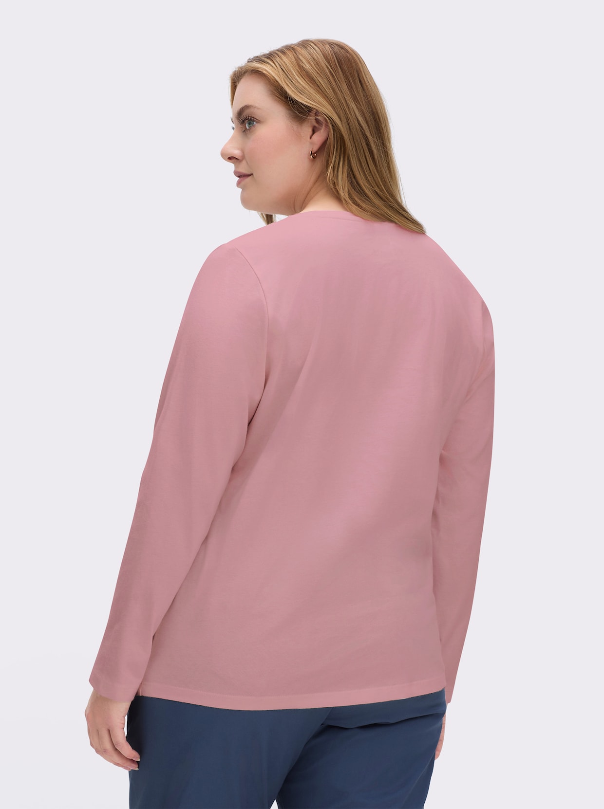 Rundhalsshirt mit Kordel-Stickerei - hortensie