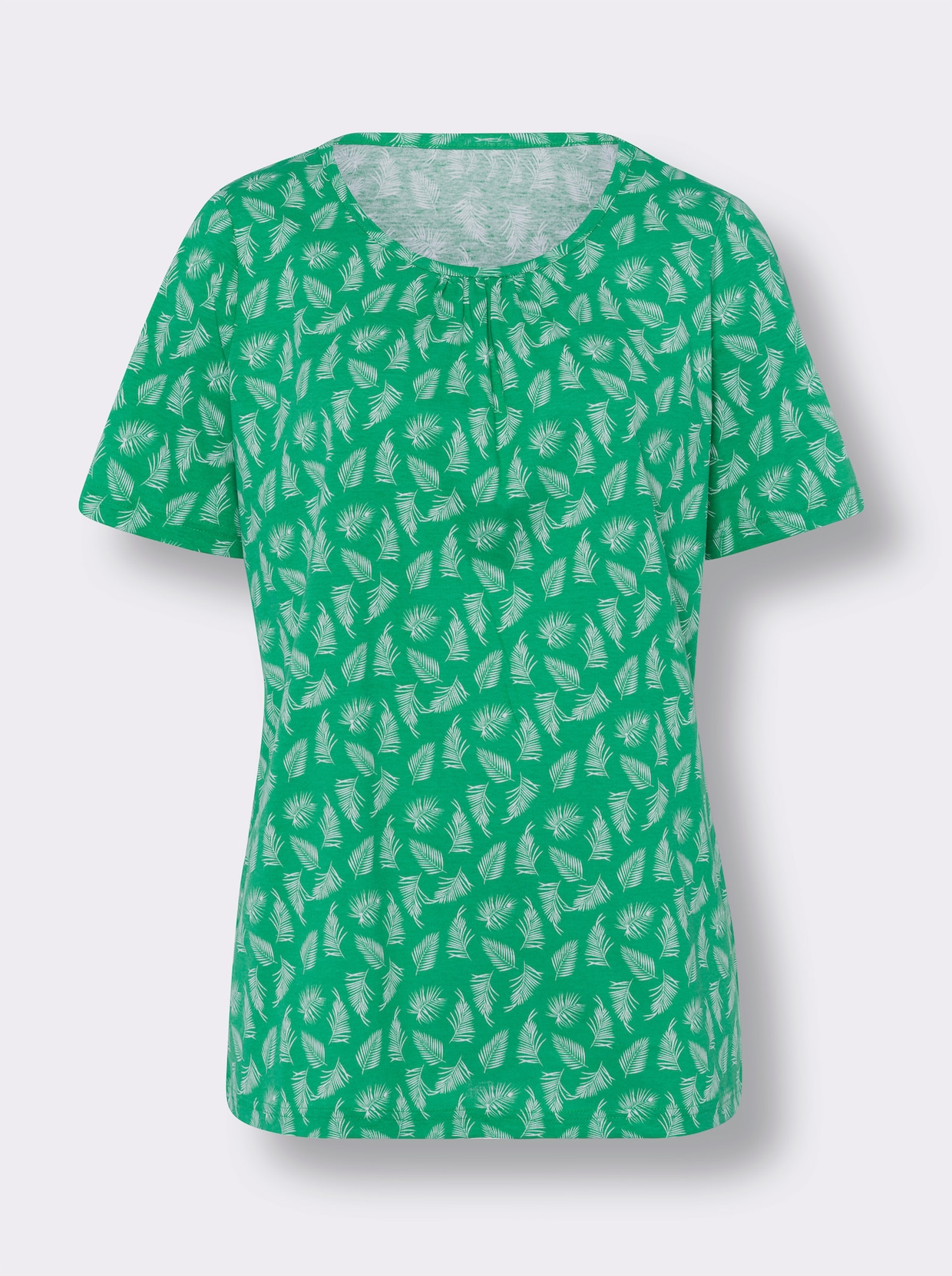 Kurzarmshirt - grasgrün-weiß-bedruckt