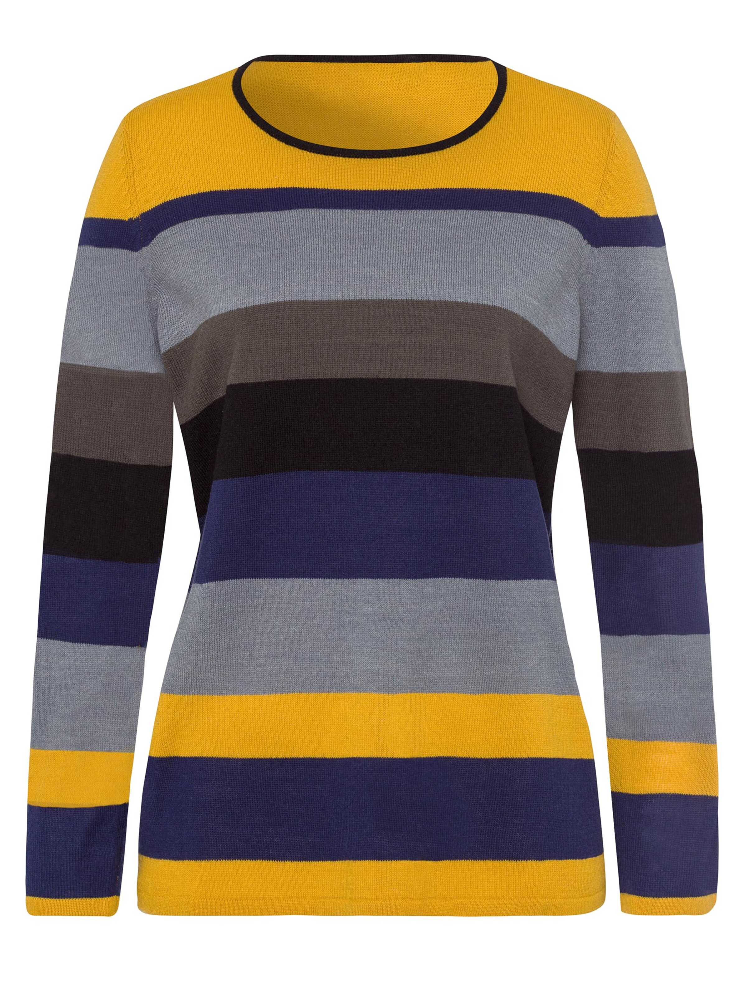 Pullover - gelb-grau-geringelt