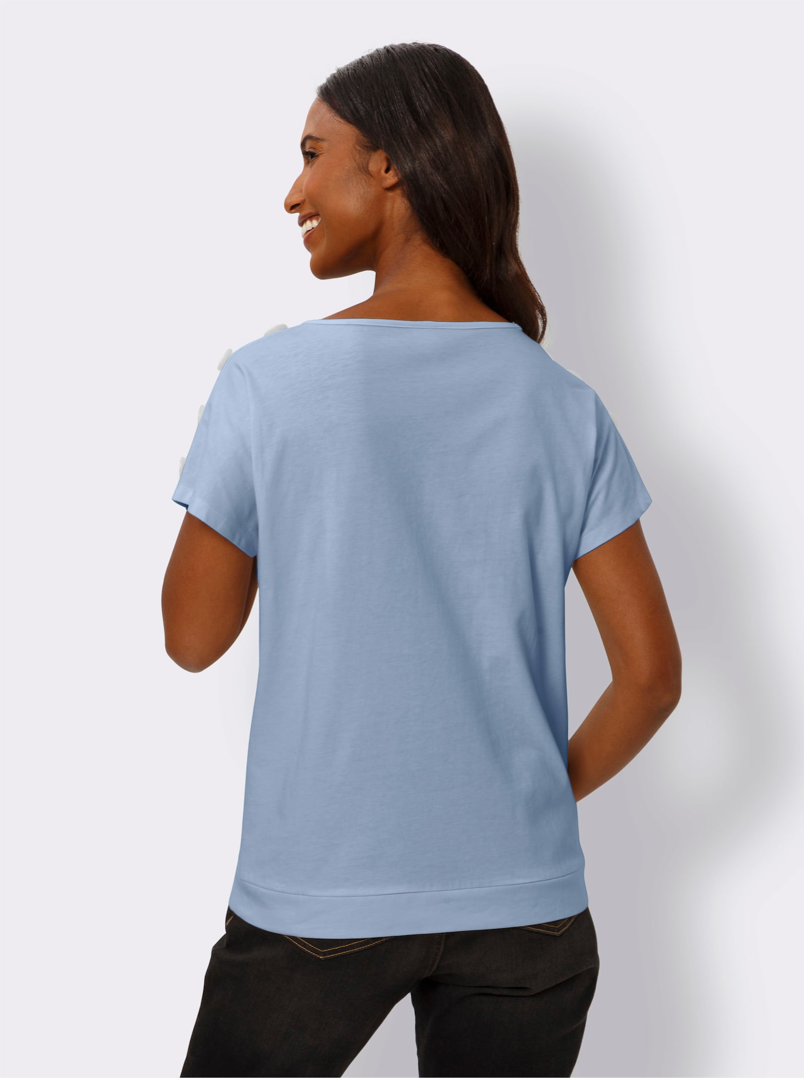 heine T-Shirt mit Bindeband am Saum - bleu