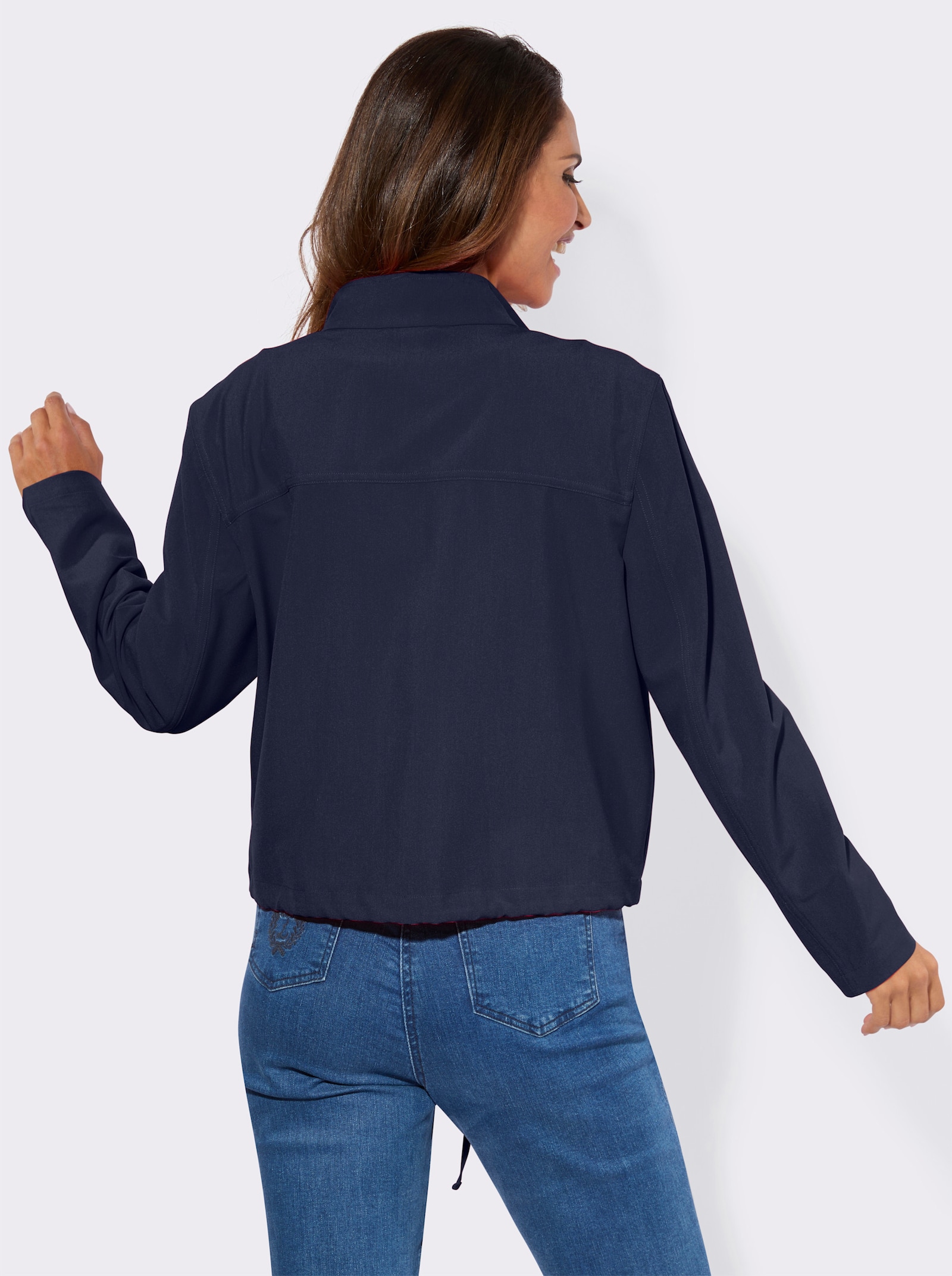 Blouson-Blazer mit verdecktem Reißverschluss - marine