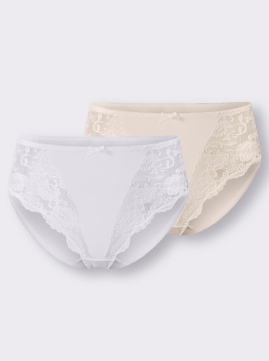 Sassa Slip mit seitlichen Einsätzen - weiß + puder