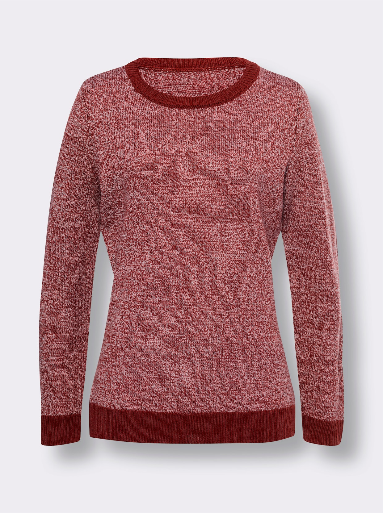 Pullover met ronde hals - kers/champagne gemêleerd