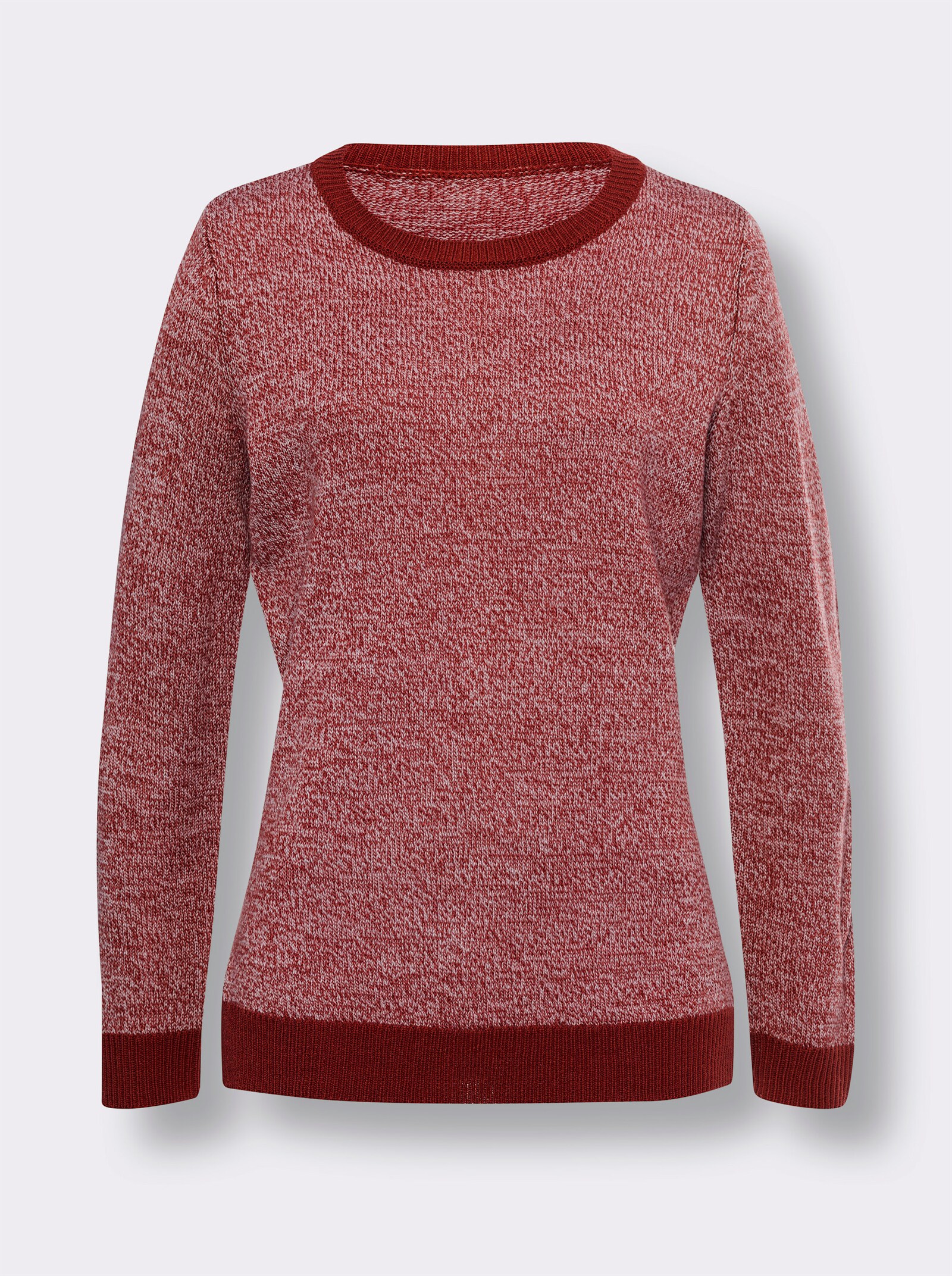  Pullover met ronde hals in gemêleerde look - kers/champagne gemêleerd
