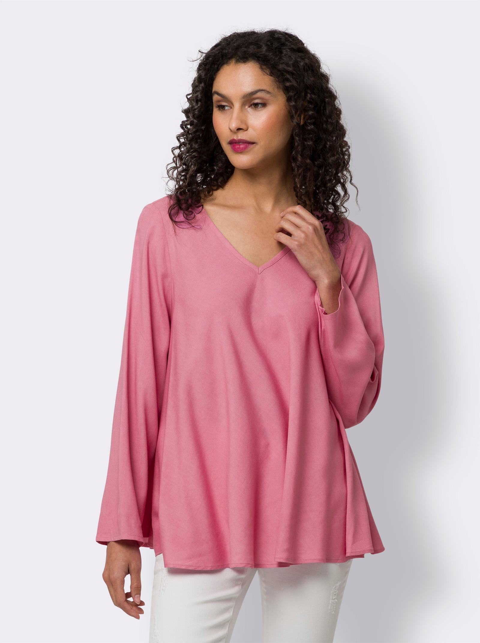 heine Blouse met lange mouwen in wijd A-model - oudroze