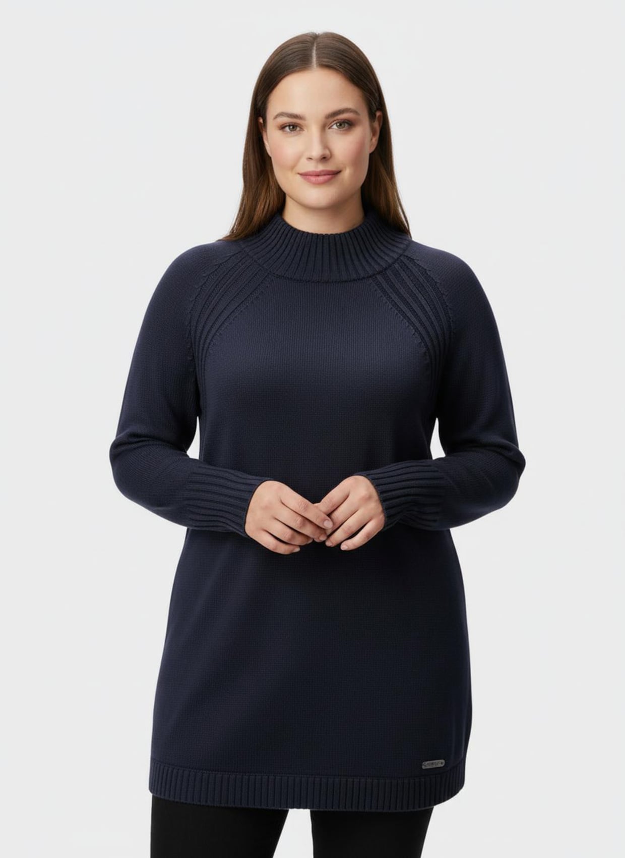 Longpullover mit abgerundetem Saum - marine