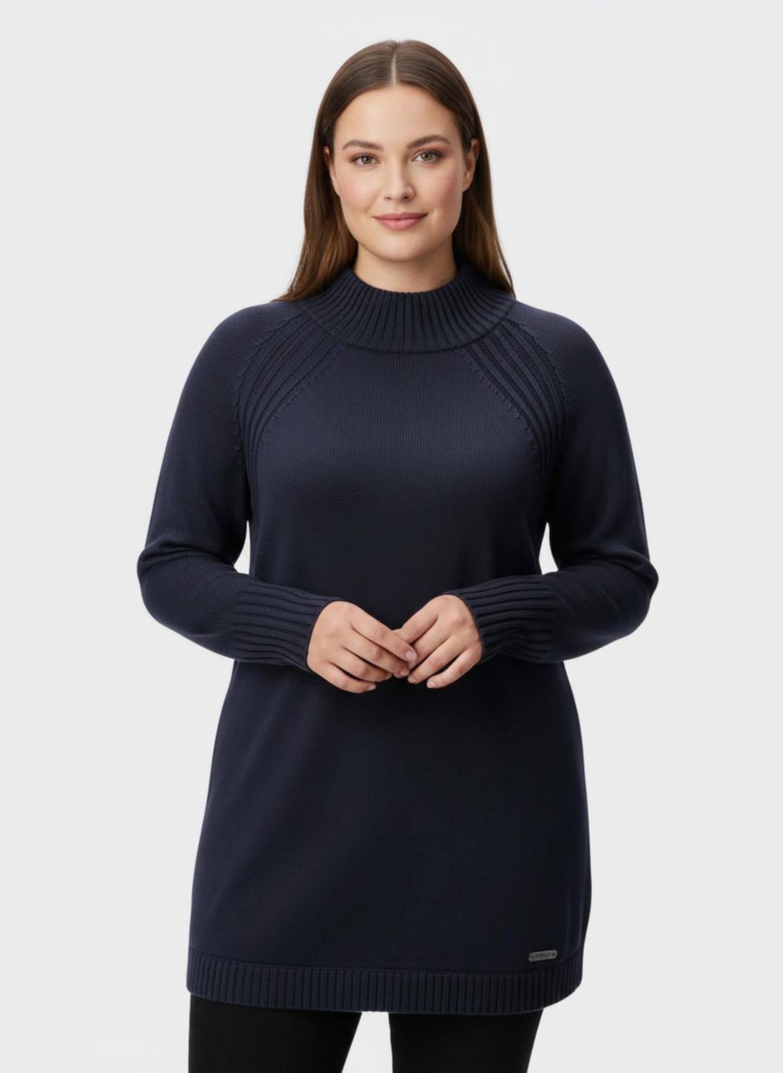 Longpullover mit abgerundetem Saum - marine