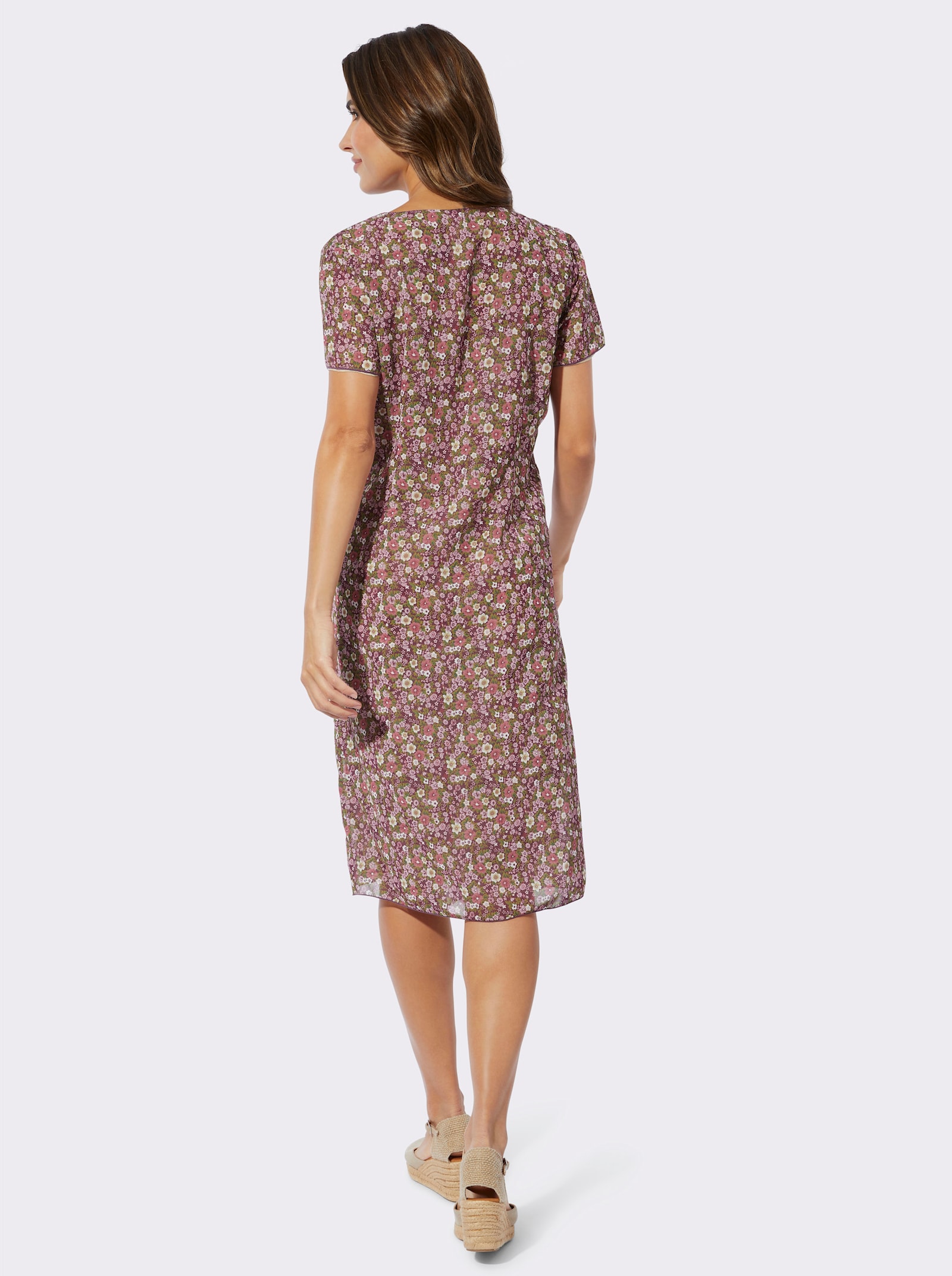 A-Linien-Kleid zum Wenden - rosé-khaki-bedruckt