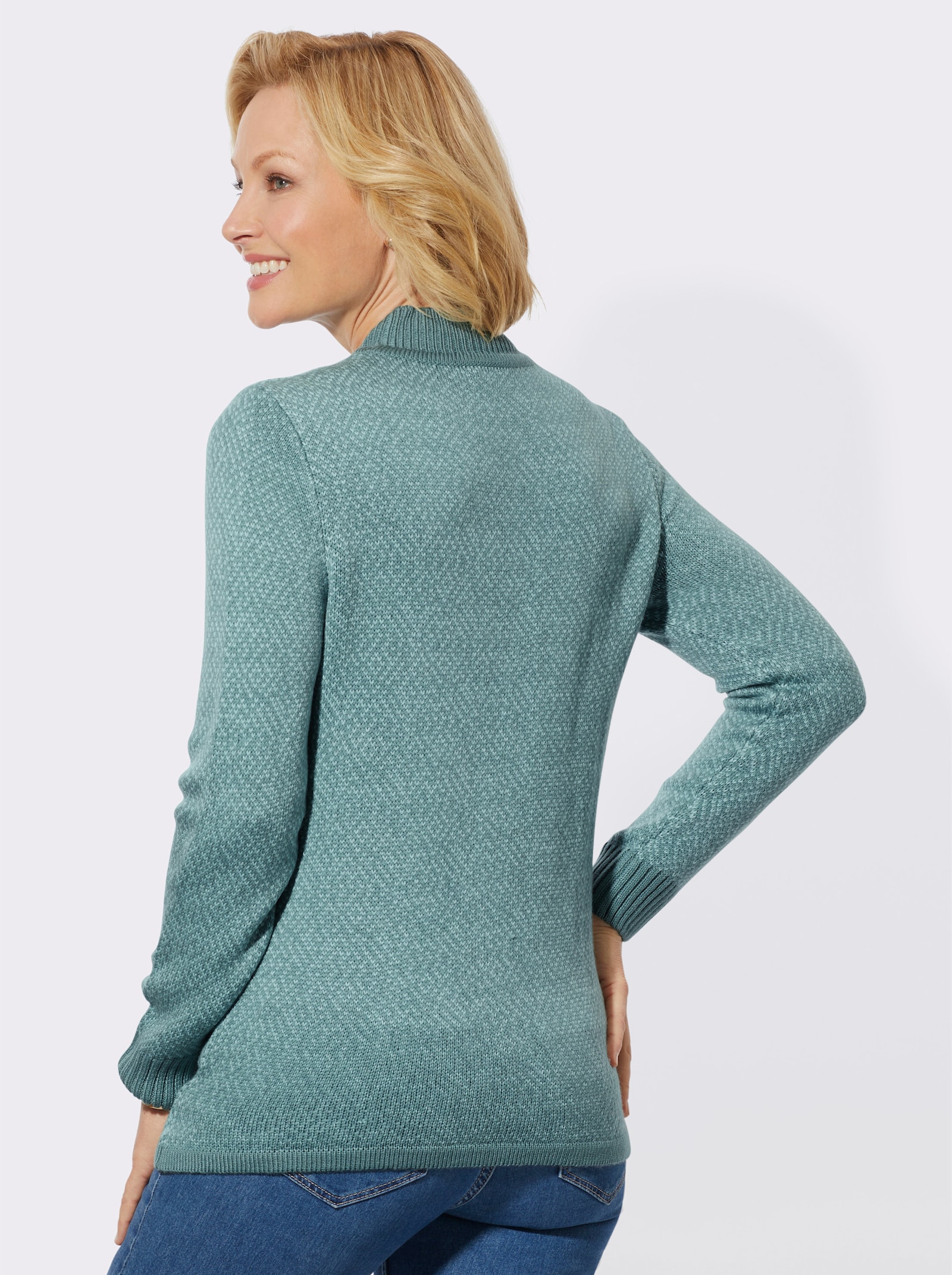 Pullover mit Jacquard-Dessin - jade-mint-gemustert