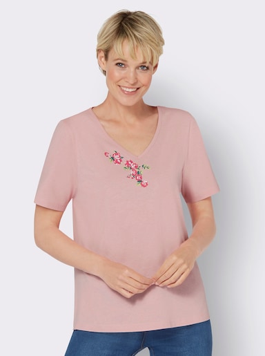 Shirt met V-hals - hortensia/pink