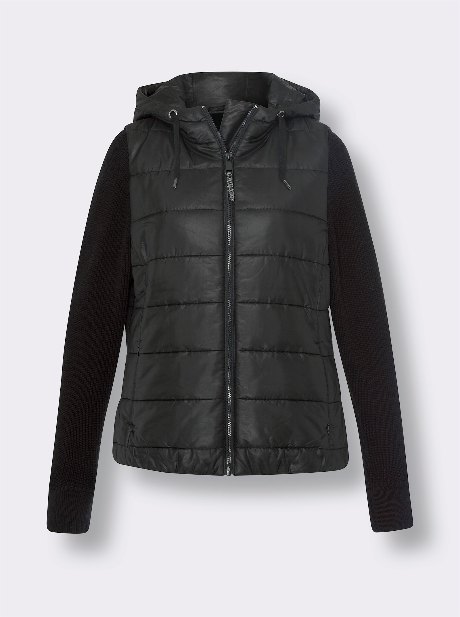 heine Veste matelassée à manches en tricot - noir