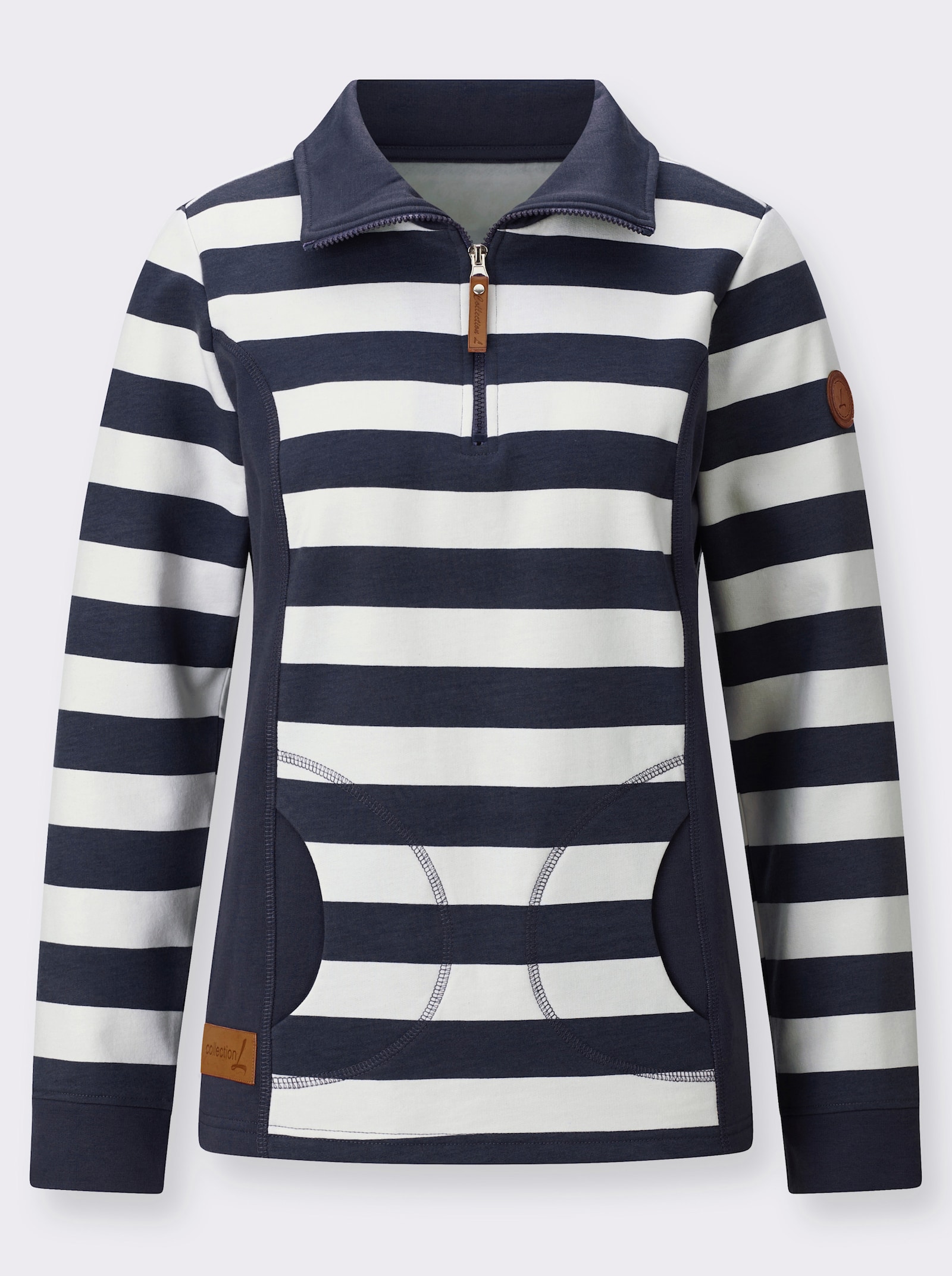 Sweatshirt in weich angerauter Qualität - marine-ecru