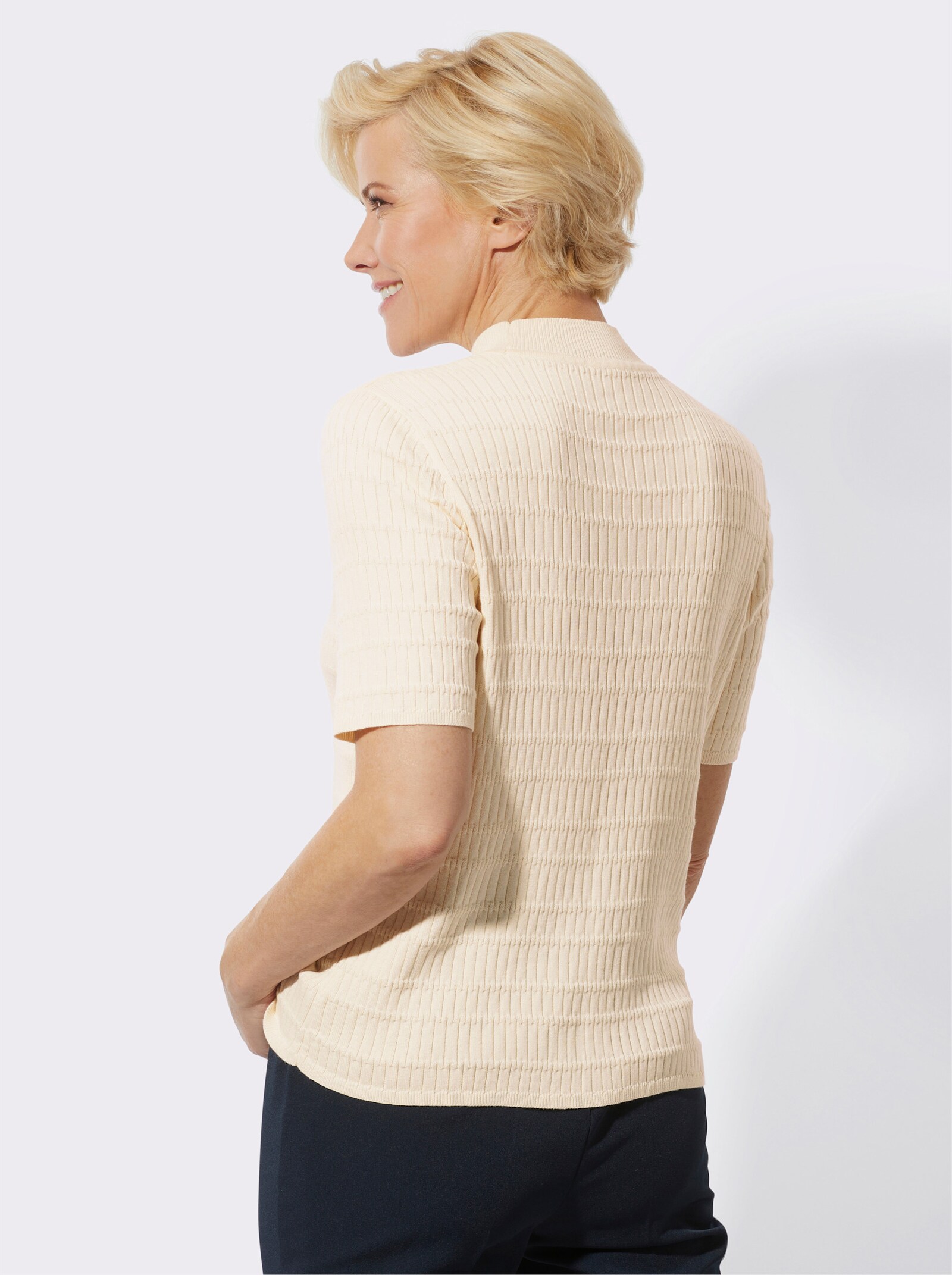 Strickpullover mit Strukturmuster - champagner